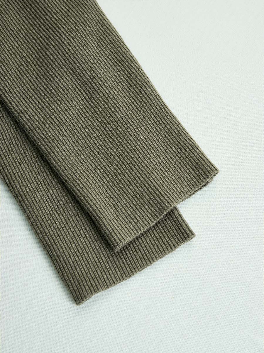 Vintage Zipper Neck Pocket Knit Midi Dress