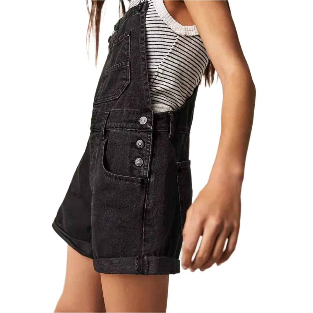 REMITA™ - Vintage Adjustable Denim Overall Shorts