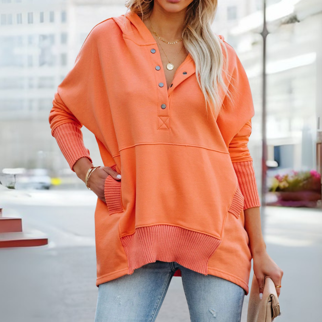 SORAYA™ - Comfy Oversized Hoodie V-Neck Long Sleeve Sweatshirt
