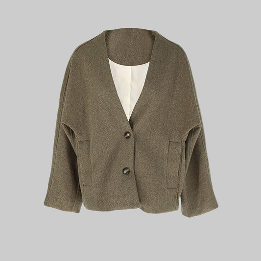 LAYA™ - Chic Button Down Long Sleeve V-Neck Coat