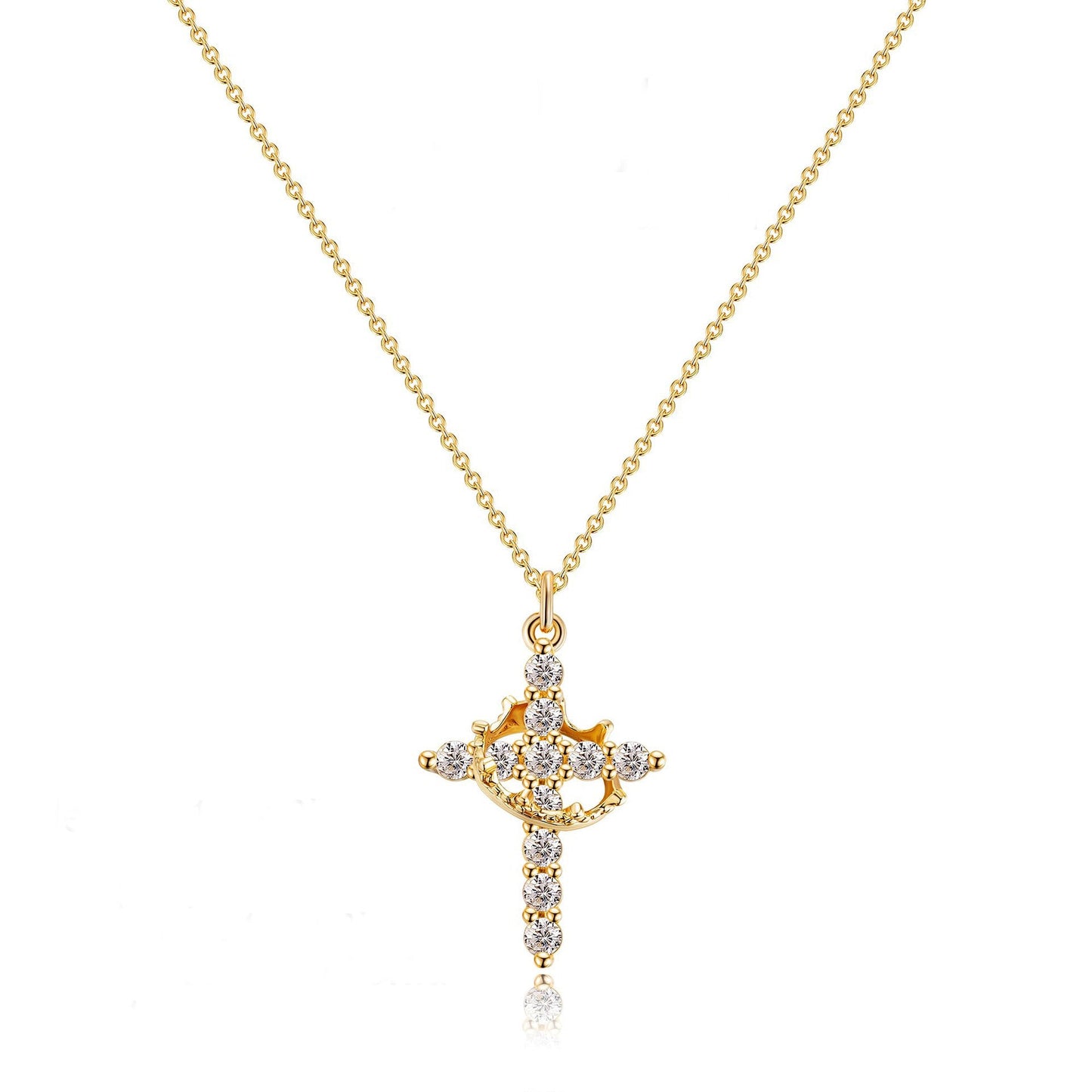 CLARISSE™ – Classic Cross & Crown Necklace