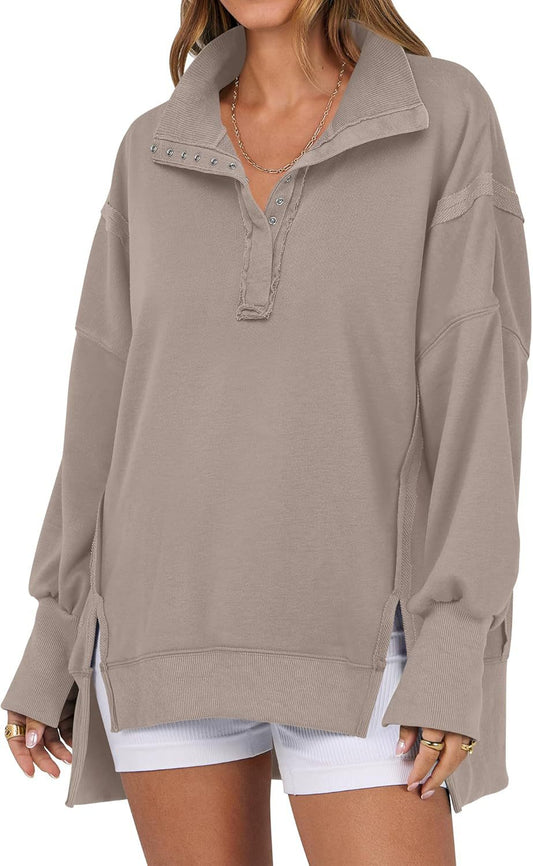 KAYLIE™ - Chic Oversized Button-Up Sweatshirt