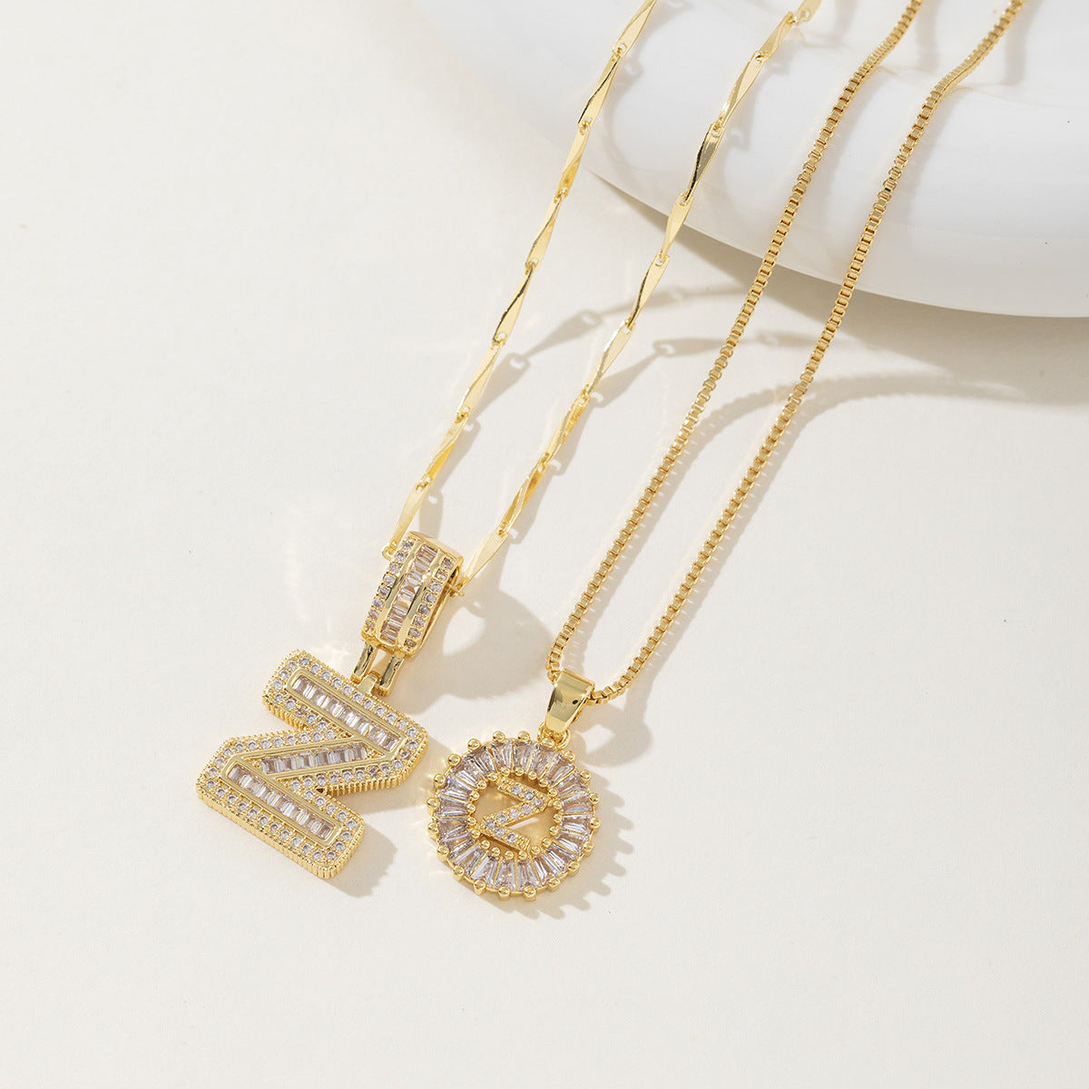 AISHA™ - Elegant 2-Pack Initial Letter Pendant Necklaces