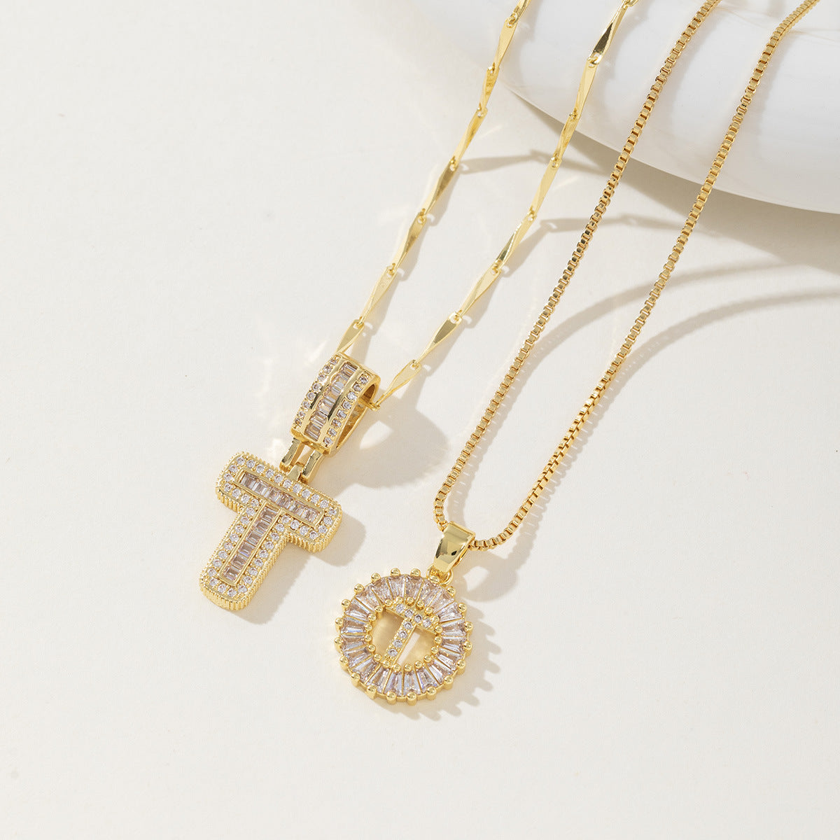 AISHA™ - Elegant 2-Pack Initial Letter Pendant Necklaces