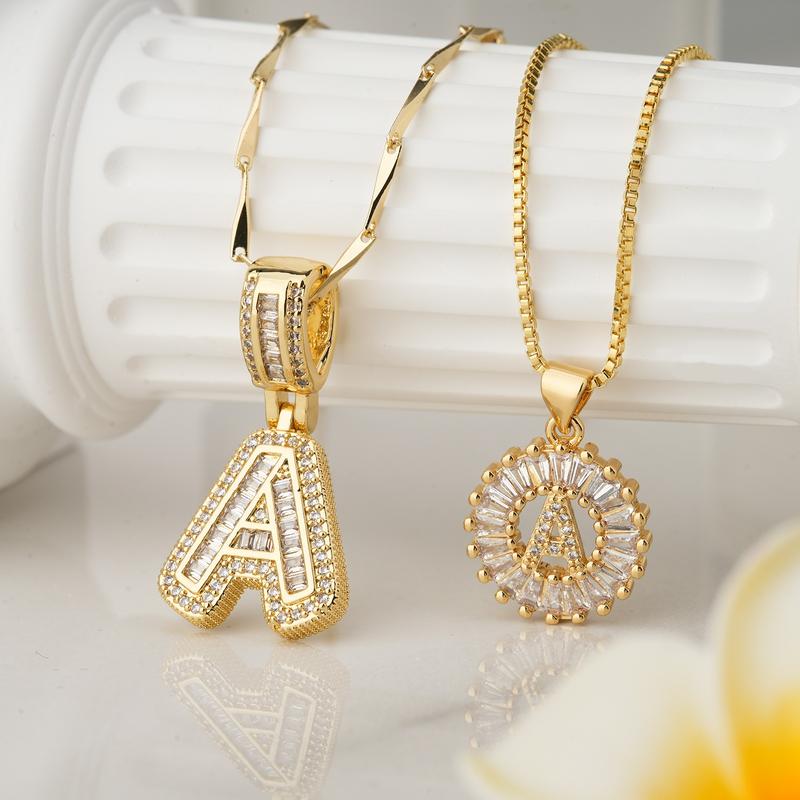 AISHA™ - Elegant 2-Pack Initial Letter Pendant Necklaces